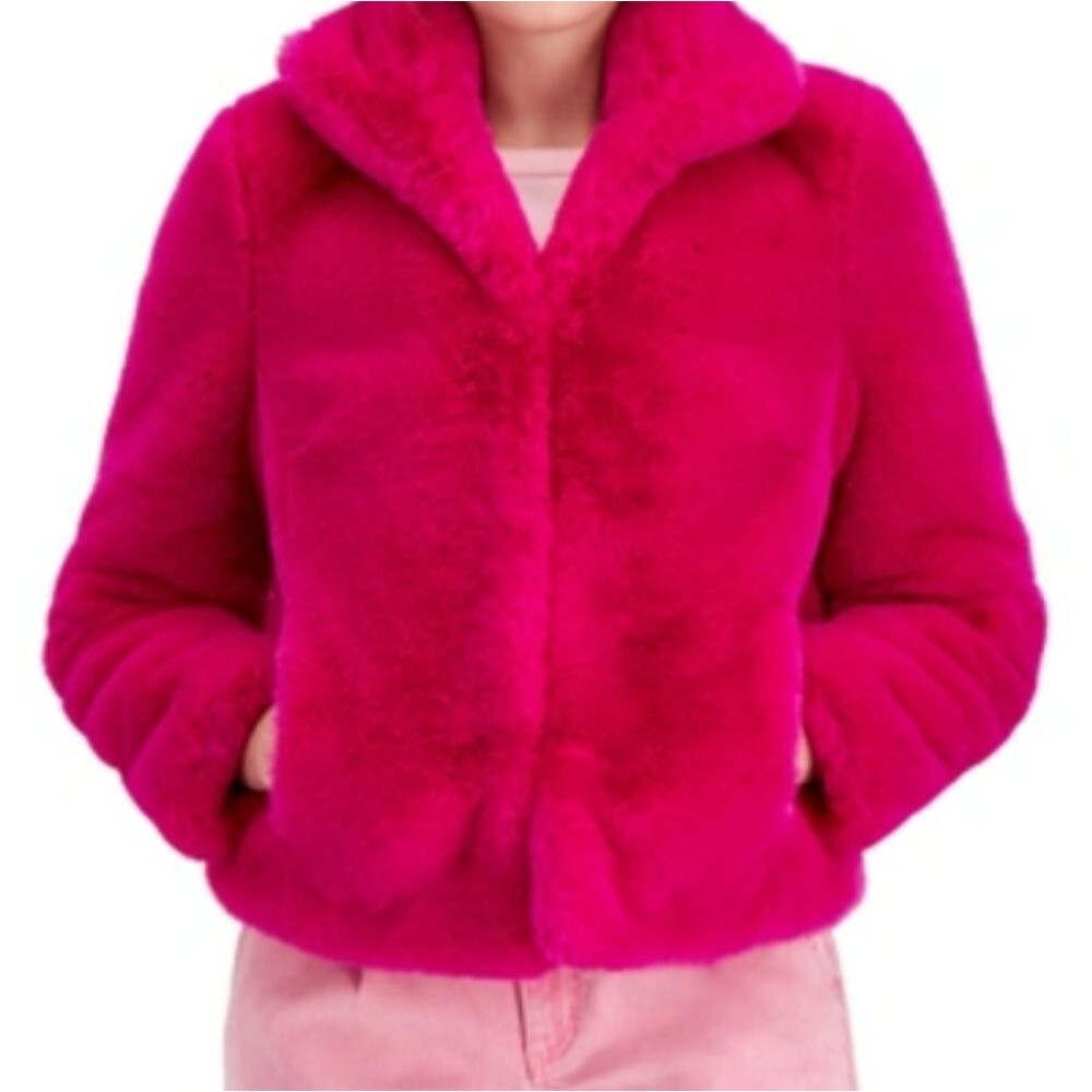 INC Fuschia Faux Fur Short Coat
